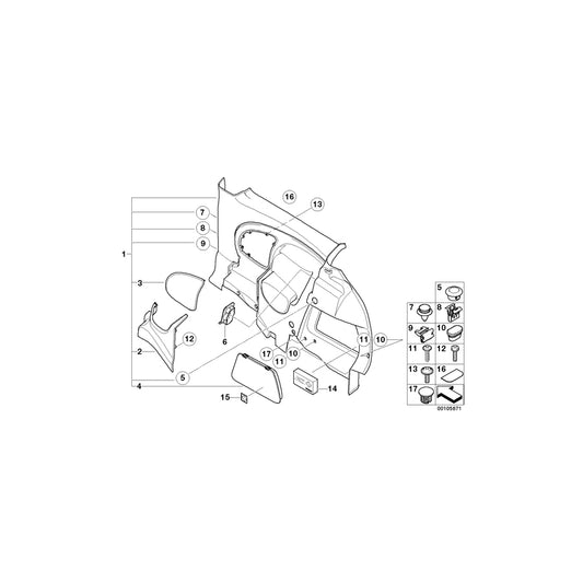 Genuine BMW 51437034378 R50 Storing Partition, Rear, Right TARTAN RED (Inc. One D, One 1.6i & Cooper) | ML Performance US Car Parts