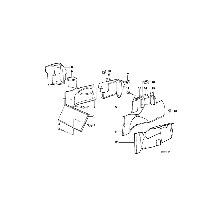 Genuine BMW 51478126561 E34 Panel Wheel Housing Part.Trunk Left MITTELGRAU (Inc. 525ix, 525td & 530i) | ML Performance US Car Parts