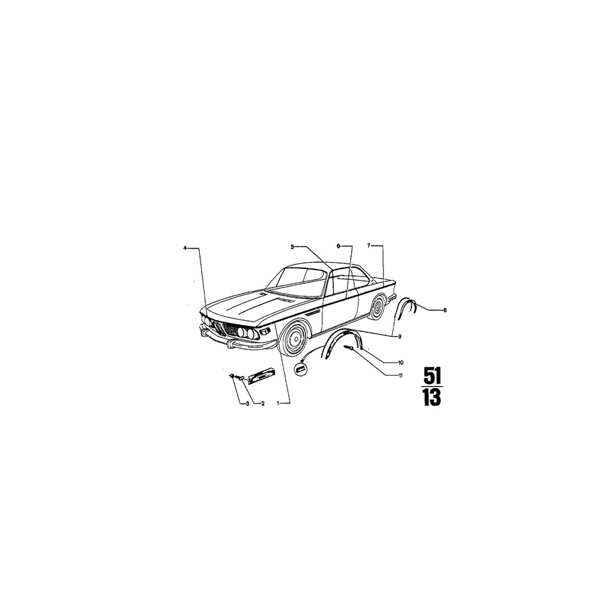 Genuine BMW 51131819606  Covering Front Right (Inc. 3.0CS, 2800CS & 3.0CSiL) | ML Performance US Car Parts