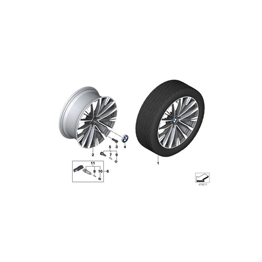 Genuine BMW 36116870889 F34 Disk Wheel, Light-Alloy, Spheric-Grey 9JX19 ET:42 (Inc. 330dX, 325d & 340i) | ML Performance US Car Parts
