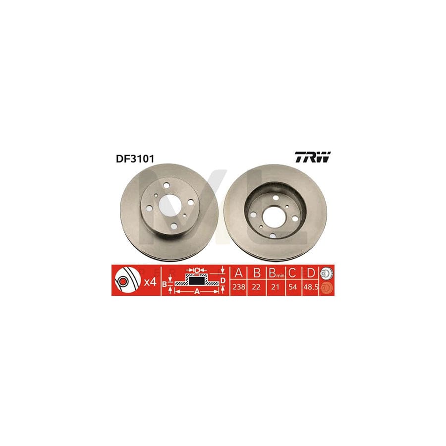 TRW DF3101 Brake Disc Vented, Painted | ML Performance Car Parts