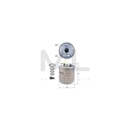 MAHLE ORIGINAL KL 490D Fuel filter In-Line Filter, without filter heating | ML Performance Car Parts