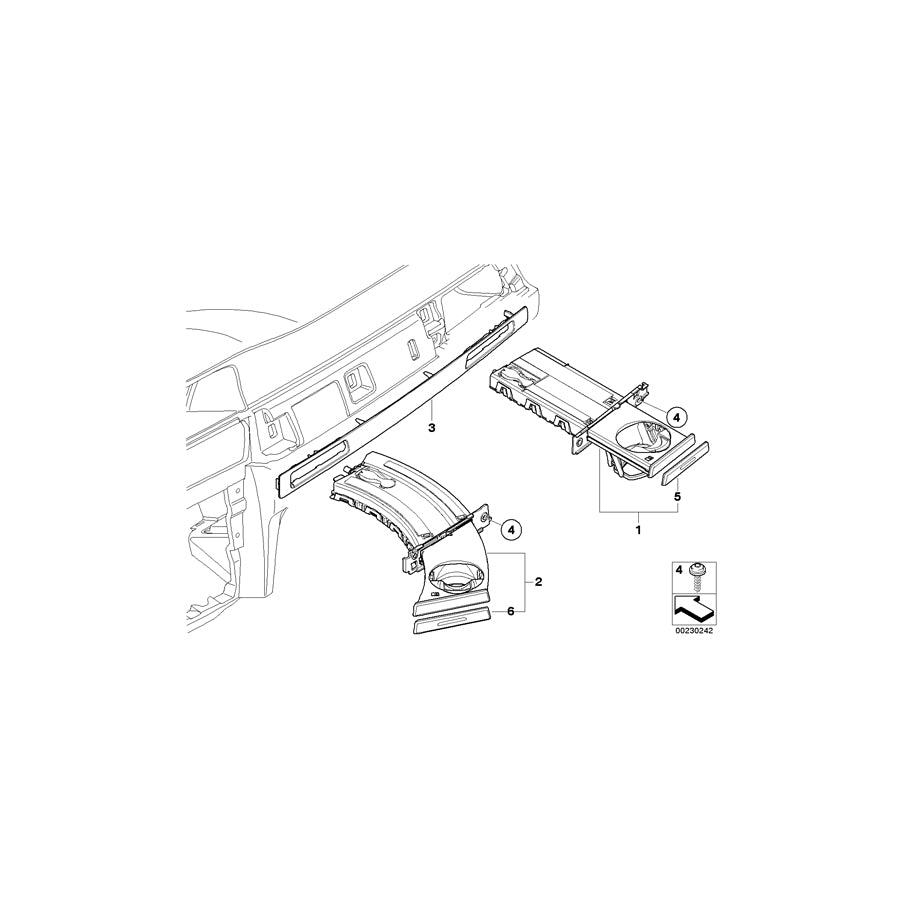 Genuine BMW 51457144258 E90 E91 Decor Strip, Drinks Holder GRAU (Inc. 330d, 320si & 318d) | ML Performance US Car Parts