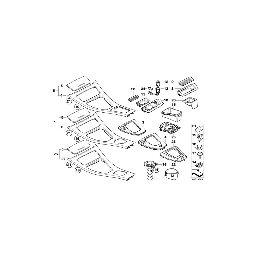 Genuine BMW 51166970136 E90 E91 Cover Center Console TITAN 90 (Inc. 325d, 318i & 320d) | ML Performance US Car Parts