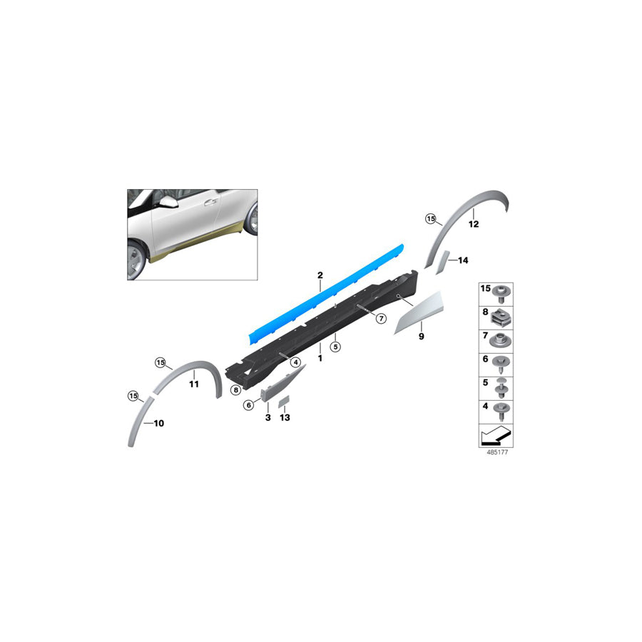 Genuine BMW 51447369840 Door Sill Cover, Primed Right (Inc. i3 94Ah Rex, i3s 94Ah Rex & i3 60Ah) | ML Performance US Car Parts