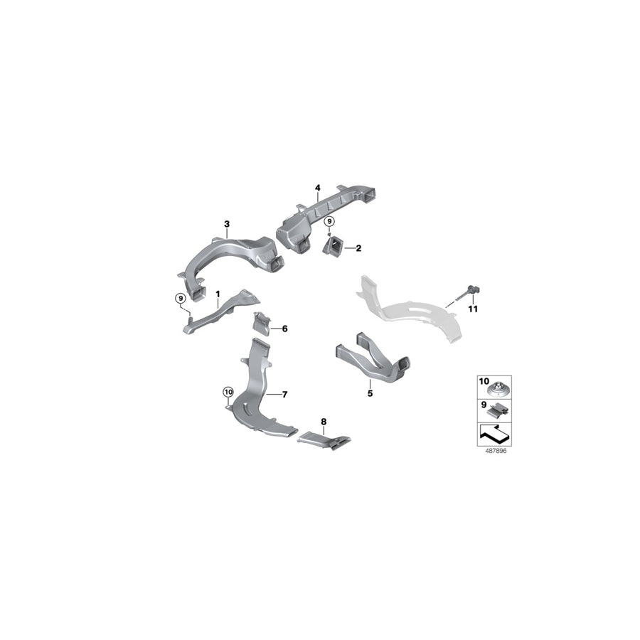 Genuine BMW 64229363482 G02 G01 Footwell Vent Duct, Left (Inc. X4 M40iX & X3) | ML Performance US Car Parts