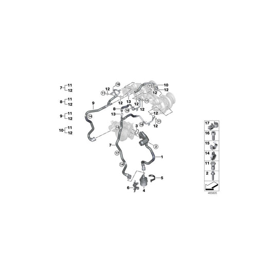 Genuine BMW 11538659911 G12 Coolant Line, Turbocharger Supply Line ZYL. 5-8 (Inc. ALPINA B7) | ML Performance US Car Parts