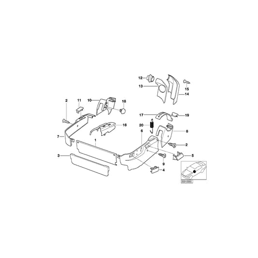 Genuine BMW 52108118509 E31 Covering Inner Left SILBERGR.DUNKEL (Inc. 840i, 850CSi & 850Ci) | ML Performance US Car Parts