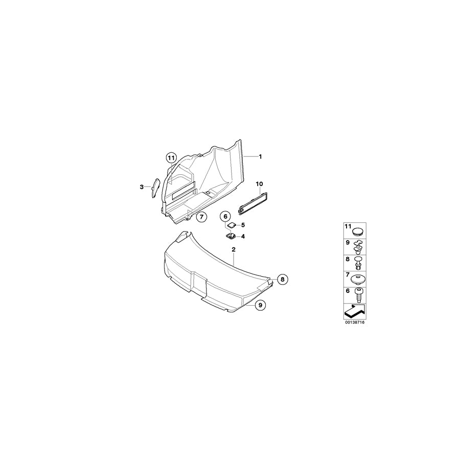 Genuine BMW 51476973523 E63 E63 Left Trunk Trim ANTHR.-MELANGE (Inc. 635d, 645Ci & M6) | ML Performance US Car Parts