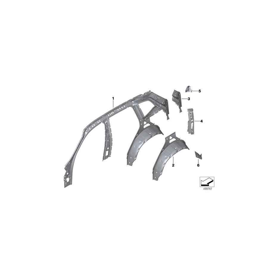 Genuine BMW 41007493972 Reinforcement D-Pillar Inside Right (Inc. X3) | ML Performance US Car Parts