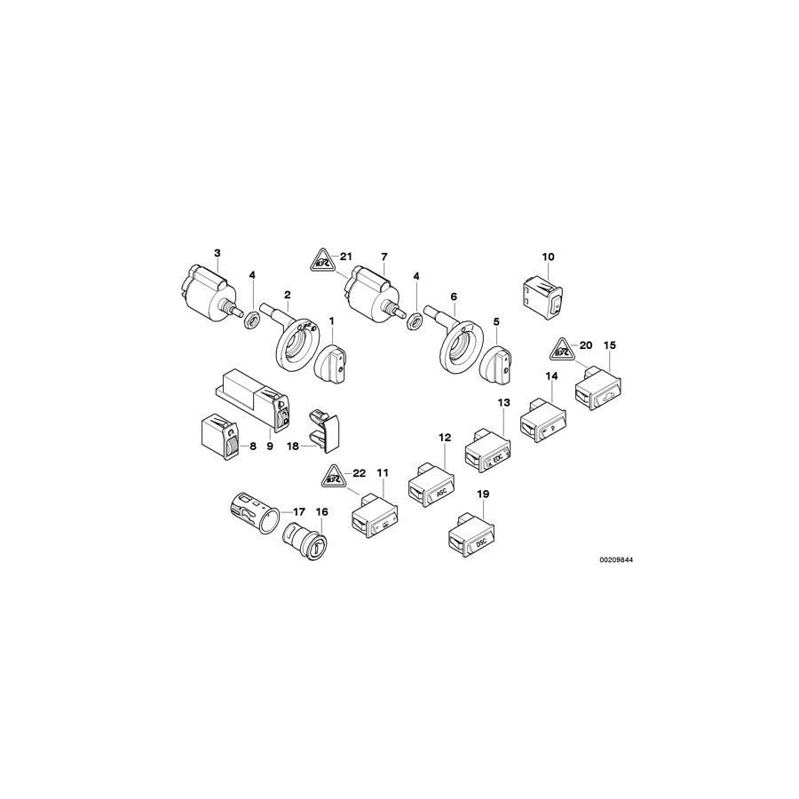 Genuine BMW 61318360843 E38 Switch Head Light Aim Control (Inc. 750i, 728i & 735i) | ML Performance US Car Parts