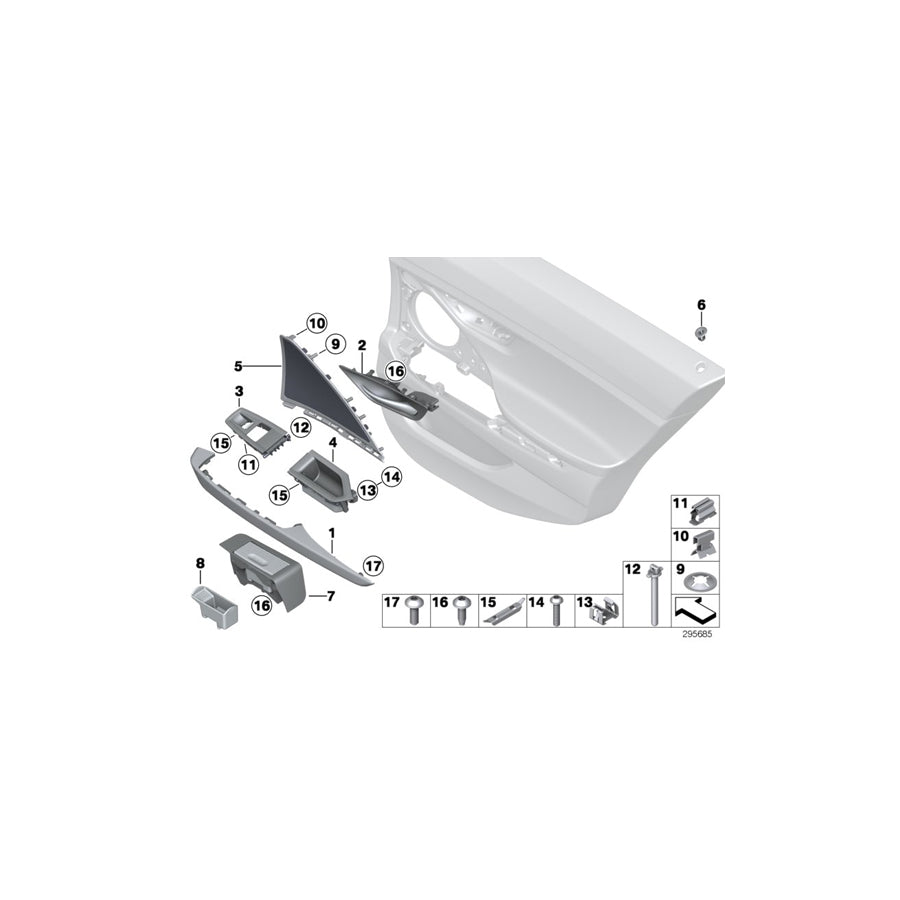 Genuine BMW 51427291436 F06 Trim, Door, Wood, Oak, High-Gloss, Right (Inc. 640d, 650iX & 640i) | ML Performance US Car Parts