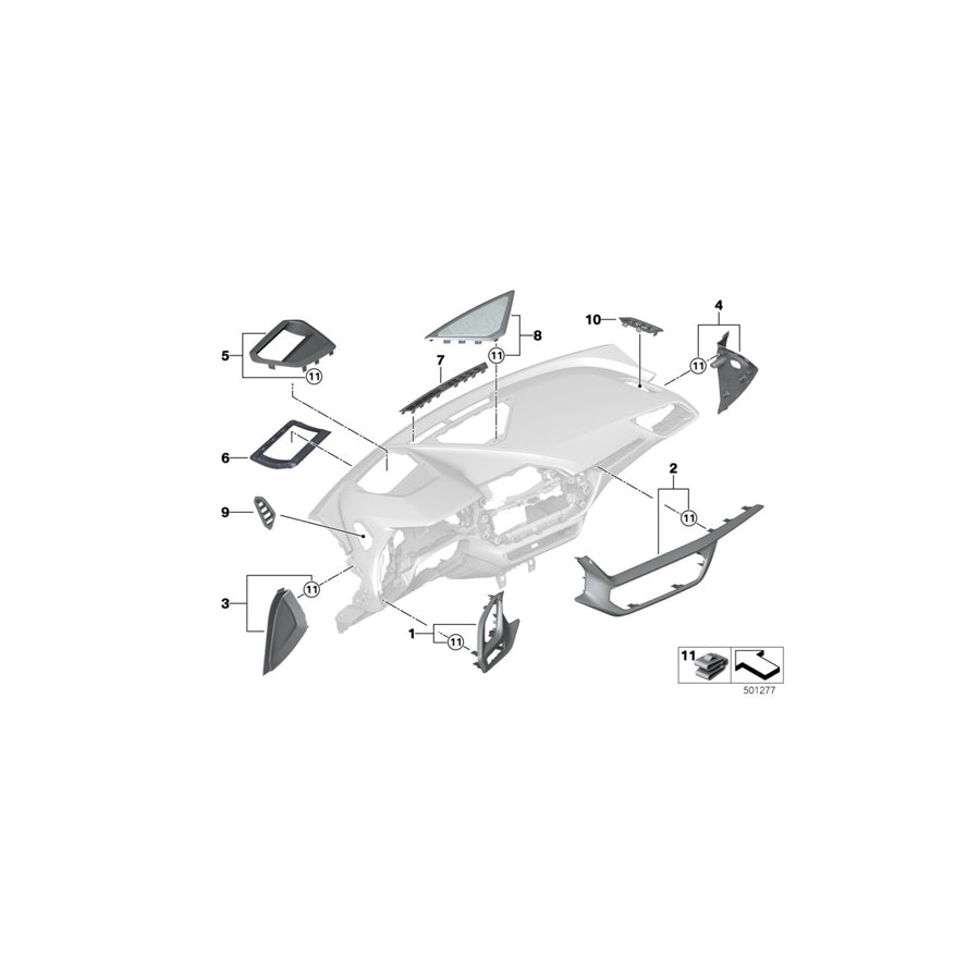 Genuine BMW 51456823161 F40 F44 Trim Cover, Windshield Defroster, Center (Inc. 116d, 118d & 220d) | ML Performance US Car Parts