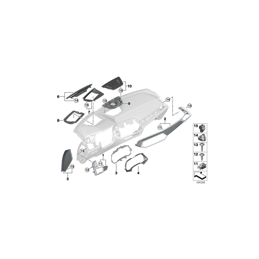 Genuine BMW 51457941129 G05 G07 Trim Cover, Windshield Defroster, Center SCHWARZ (Inc. X5 50iX, X5 M50iX & X7 30dX) | ML Performance US Car Parts