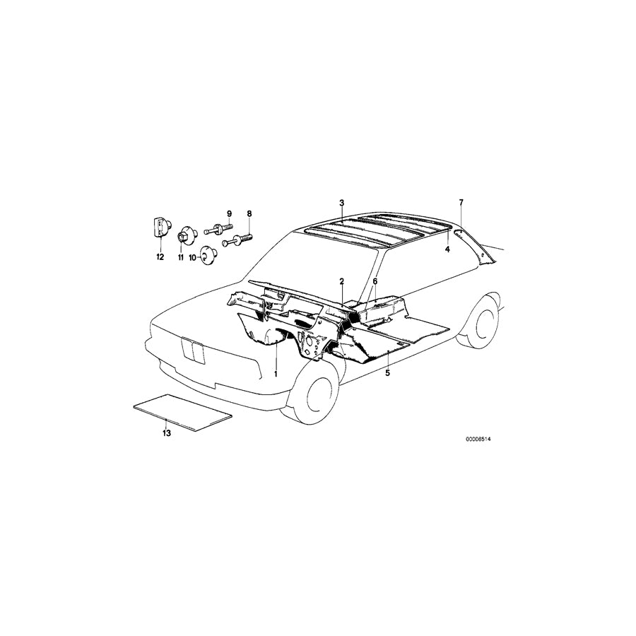 Genuine BMW 51481884260 E30 Sound Insulating Roof Front (Inc. 325ix, 324d & 316) | ML Performance US Car Parts