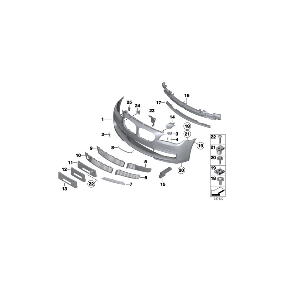 Genuine BMW 51118049638 Trim Cover, Bumper, Primed, Front M - PDC (Inc. 740i, 750iX & Hybrid 7) | ML Performance US Car Parts