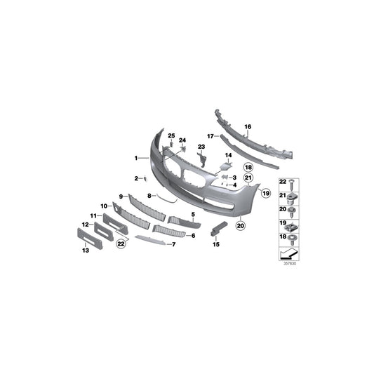 Genuine BMW 51118049638 Trim Cover, Bumper, Primed, Front M - PDC (Inc. 740i, 750iX & Hybrid 7) | ML Performance US Car Parts