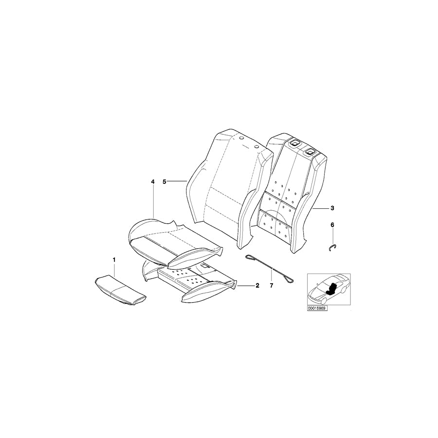 Genuine BMW 52108260940 E46 Seat Cover ANTHRAZIT (Inc. 325Ci, 318Ci & 330Ci) | ML Performance US Car Parts