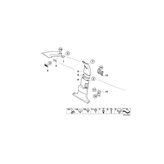 Genuine BMW 51437031980 E65 E66 Covering Column-Center Top Right FLANELLGRAU (Inc. 740d, 730i & 745Li) | ML Performance US Car Parts