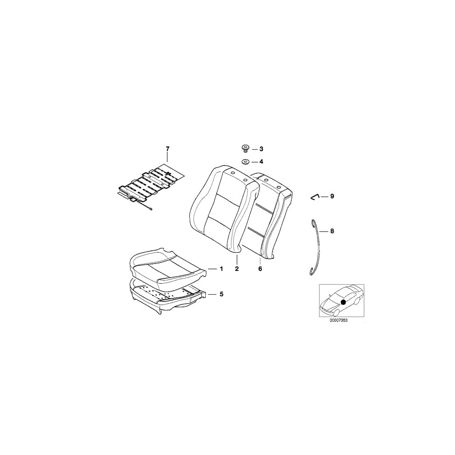 Genuine BMW 52108251077 E39 E38 Cover Backrest Cloth F4AT ANTHRAZIT (Inc. 740iL, 728i & 725tds) | ML Performance US Car Parts