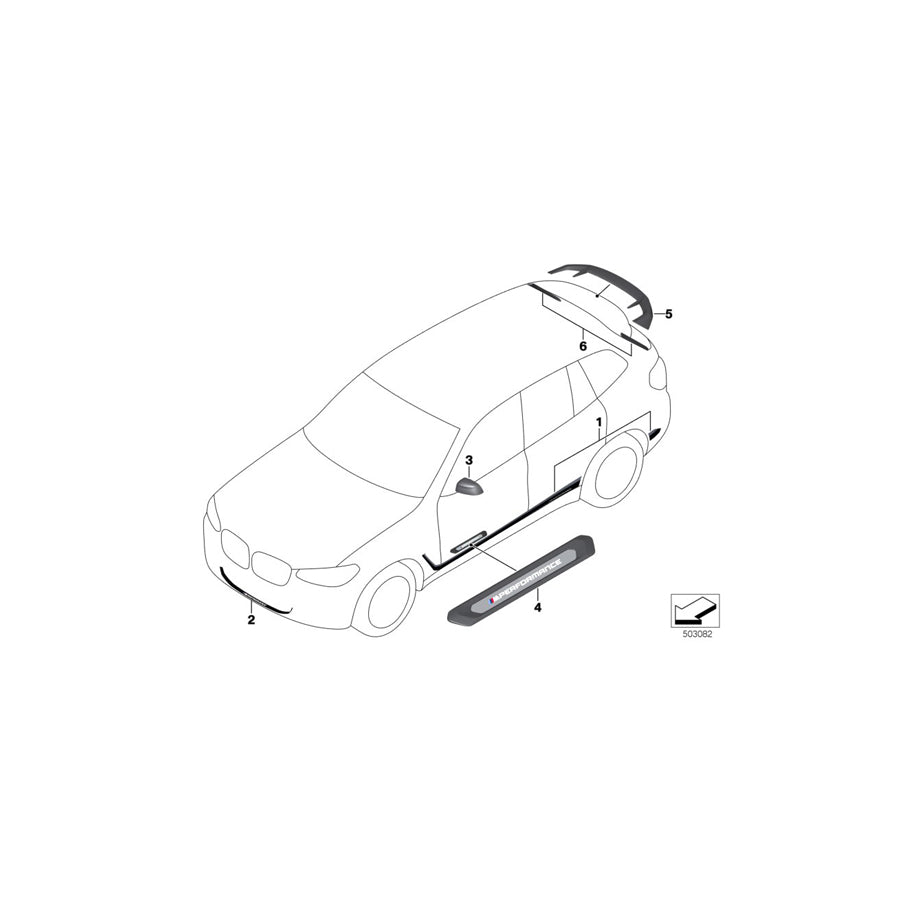 Genuine BMW 51142456203 G01 G02 Foil Wrap Black High Gloss Front M PERFORMANCE (Inc. X430iX & X3 30iX) | ML Performance US Car Parts