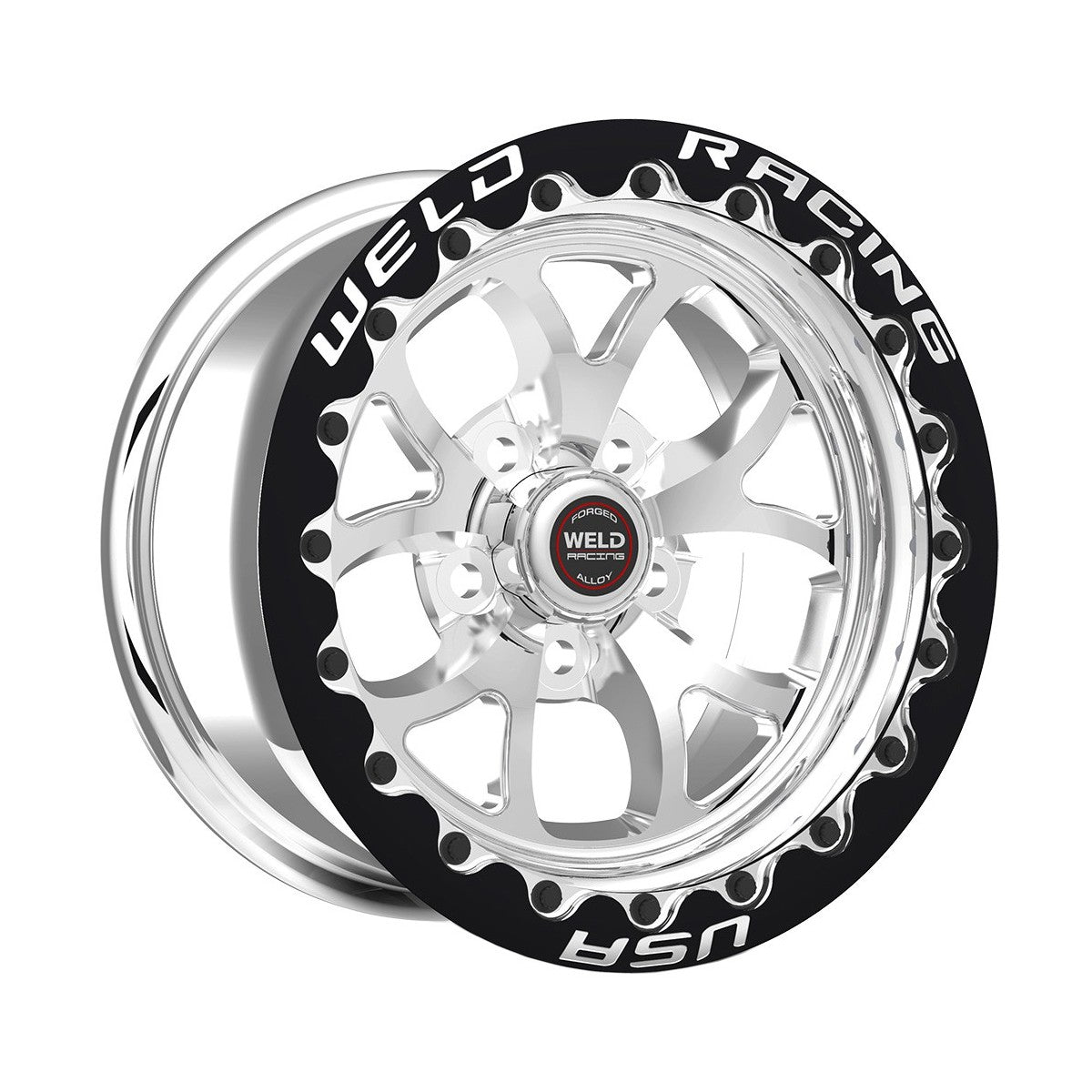 Weld 76HB7100B72F S76 Beadlock Wheel 17x10 5x4.75 ET43 BS7.2 Black Center - Polished Shell