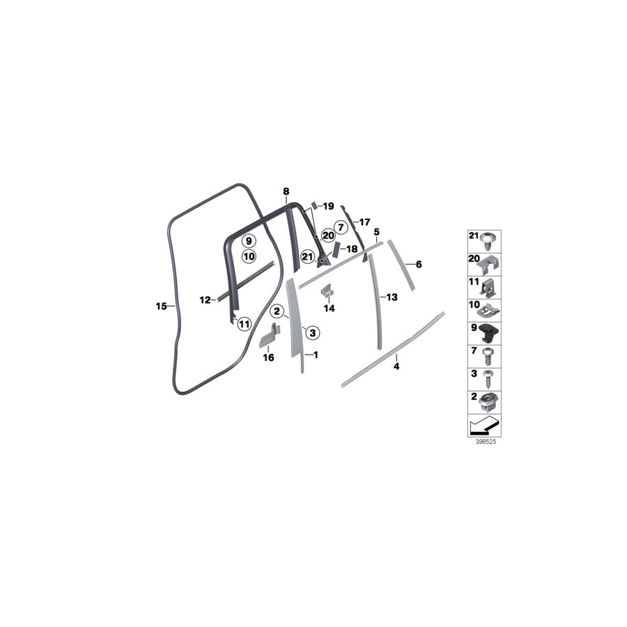 Genuine BMW 01297380935 F26 Set Of Templates, Doors, Rear Door weatherstripping, rear (Inc. X4) | ML Performance US Car Parts