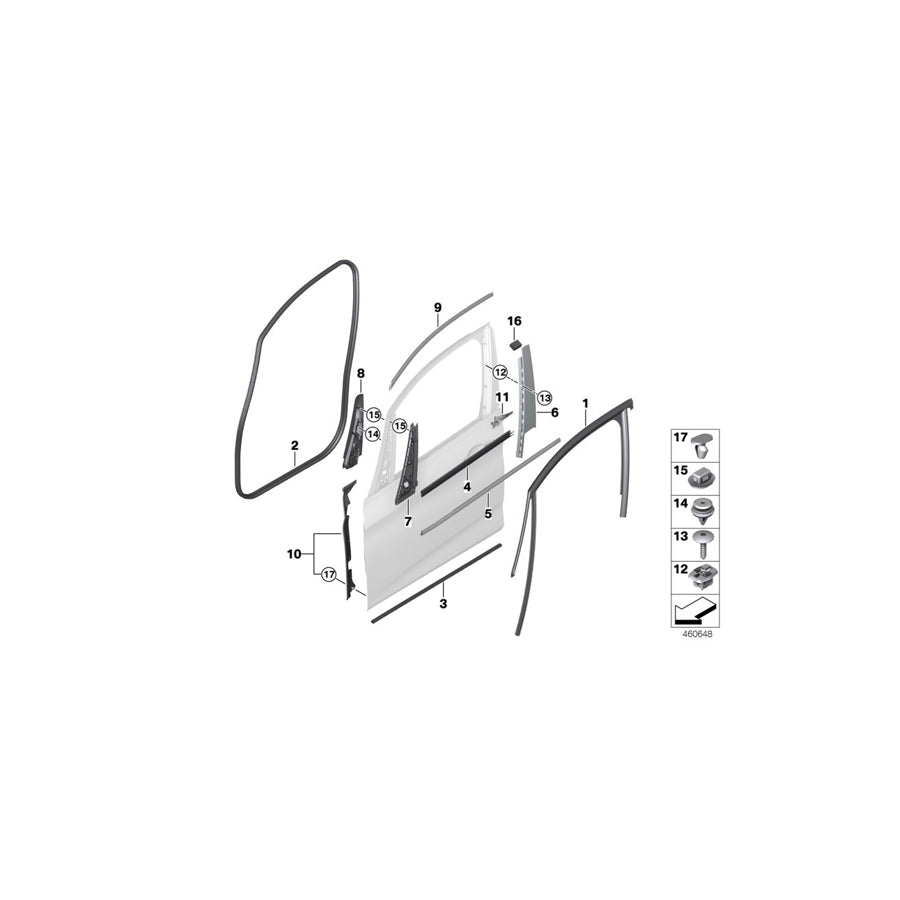 Genuine BMW 51337375176 F45 Window Frame Cover, Front Right Door GLANZSCHWARZ (Inc. 225xe, 220dX & 216i) | ML Performance US Car Parts