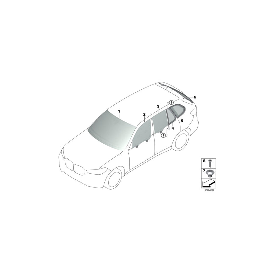 Genuine BMW 51357430935 G05 Side Window, Door, Left Rear (Inc. X5 30dX, X5 M50iX & X5 25dX) | ML Performance US Car Parts
