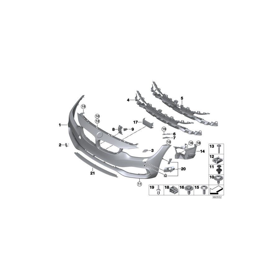 Genuine BMW 51117432612 F33 F36 F32 Insert, Air Intake, Center LINES ACC (Inc. 435dX, 420iX & 425d) | ML Performance US Car Parts