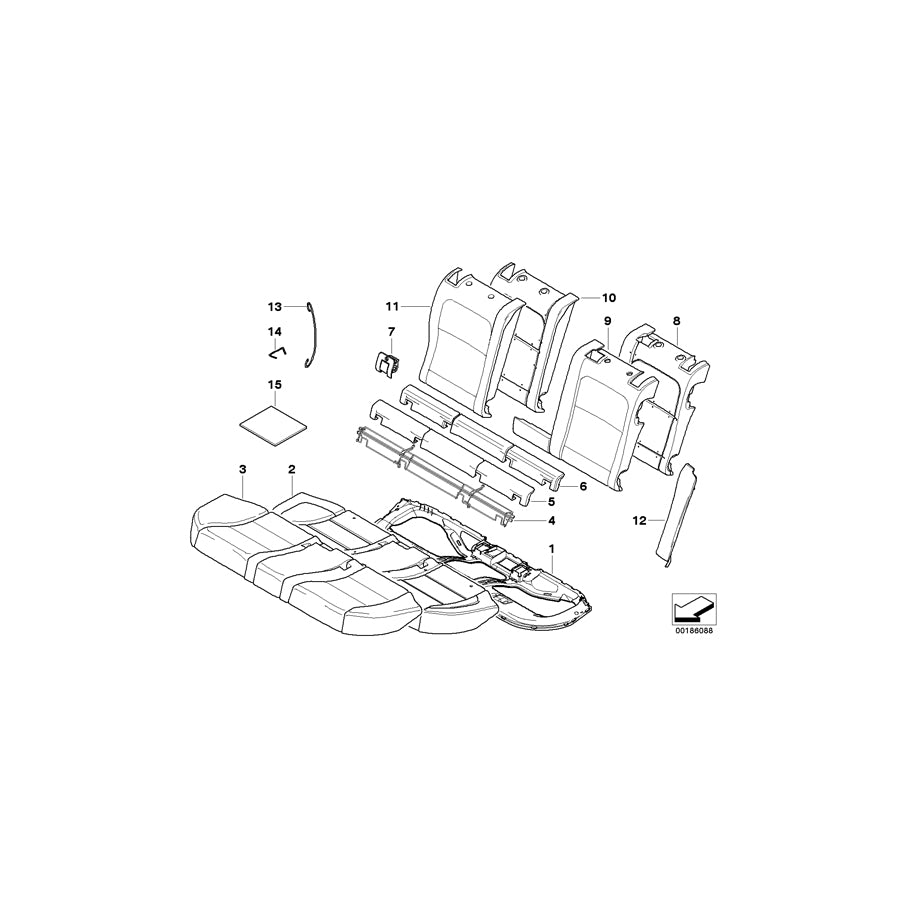 Genuine BMW 52209116050 E61 E61 Cover Backrest Leather Right SCHWARZ (Inc. M5, 550i & 535xi) | ML Performance US Car Parts