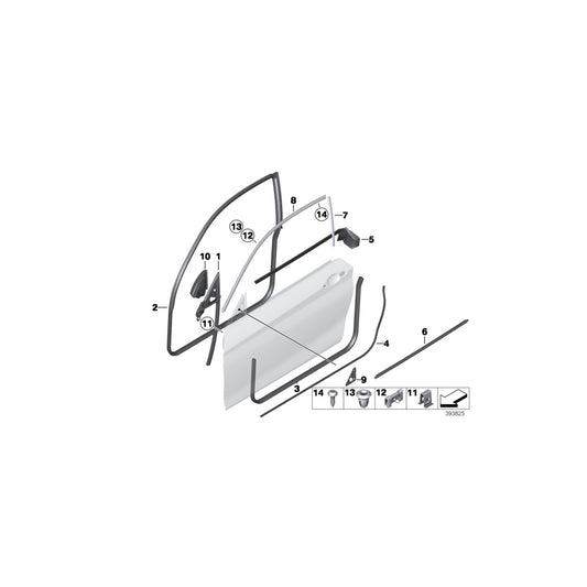 Genuine BMW 51337404204 F22 F87 Channel Sealing,Outside,Door, Front Rght ALU HOCHGLANZ (Inc. 228i, M2 Competition & 220i) | ML Performance US Car Parts