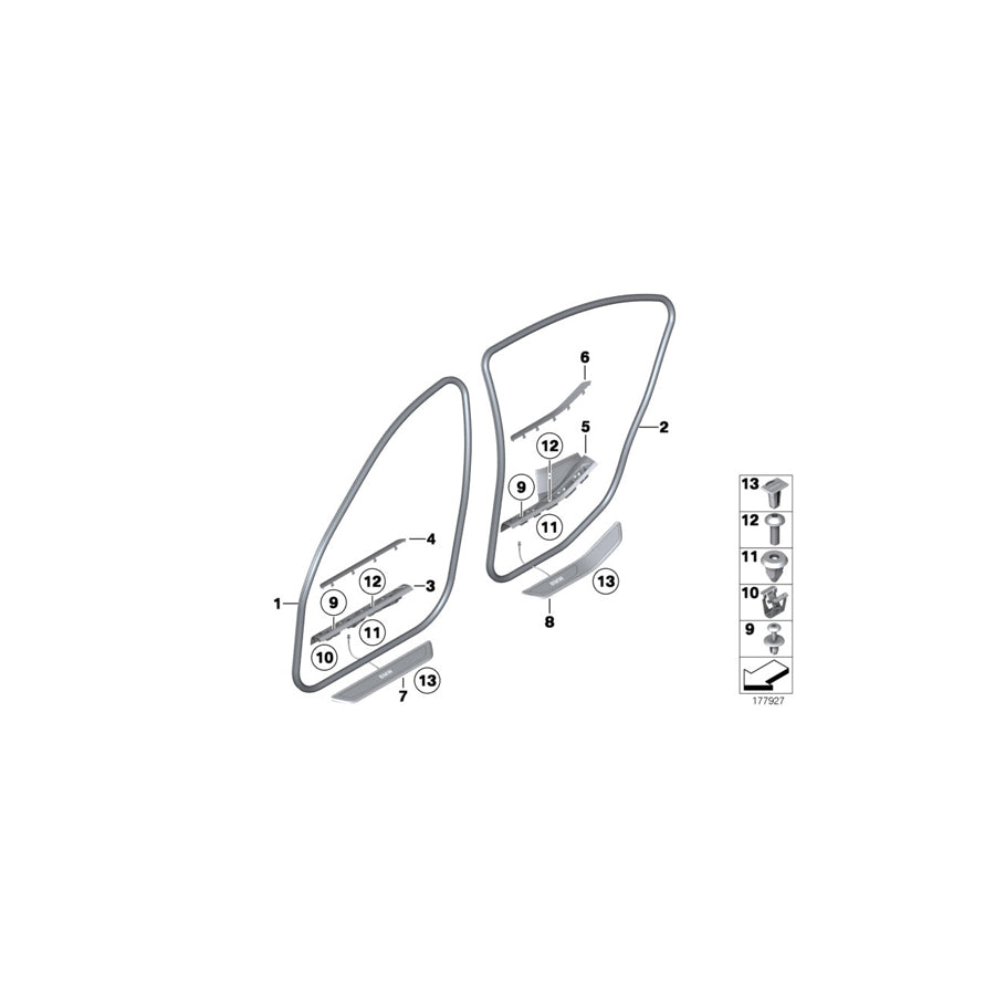 Genuine BMW 51477344559 F01 Cover Molding, Sill, Inner Rear Left SCHWARZ (Inc. ALPINA B7X, 750iX & 730i) | ML Performance US Car Parts