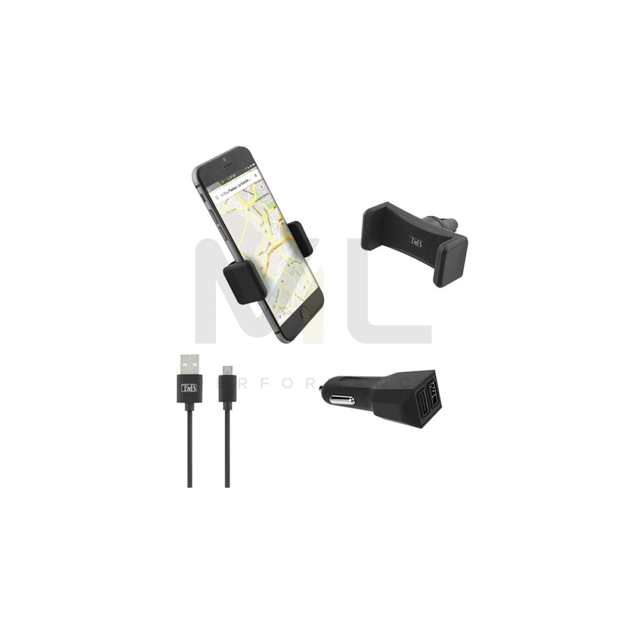 TnB 8687 Car phone holder with charger, air vent, cigarette lighter, with USB cable, universal 360°° | ML Performance Car Parts