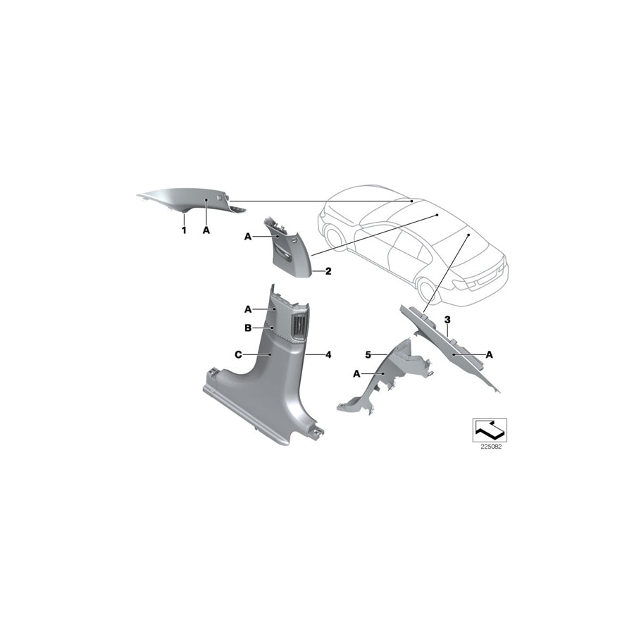 Genuine BMW 51437978332 F02 F01 F04 Trim, C-Pillar, Leather, Lower Right INDIVIDUAL (Inc. 760i, 750LiX 4.4 & ALPINA B7X) | ML Performance US Car Parts