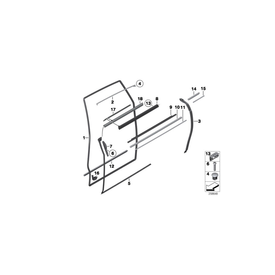 Genuine BMW 51227040761 RR1 RR1 Door Weatherstrip Rear Left (Inc.  & Phantom) | ML Performance US Car Parts