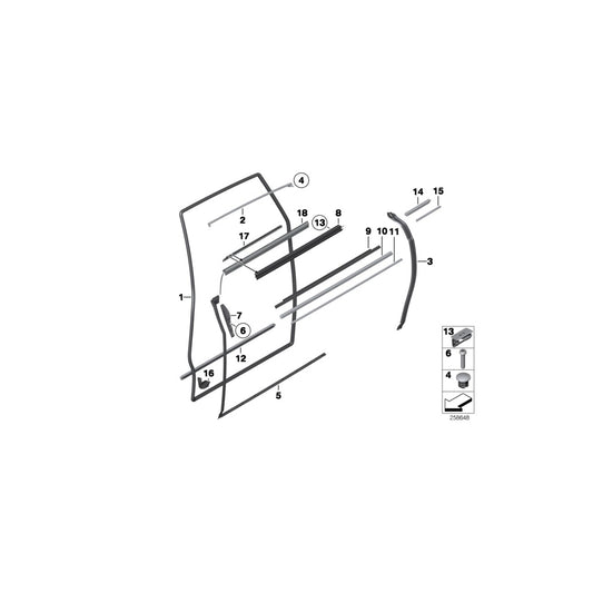 Genuine BMW 51227040761 RR1 RR1 Door Weatherstrip Rear Left (Inc.  & Phantom) | ML Performance US Car Parts