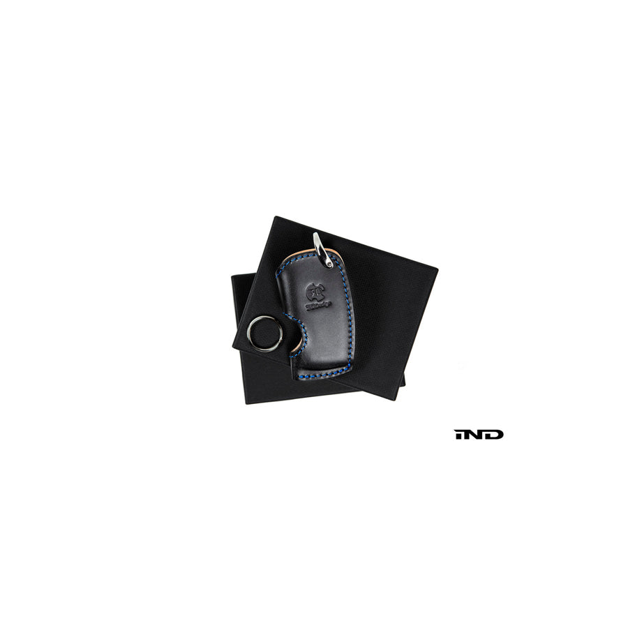 3D Design 7105-0111 Universal Black Leather Key Case (w/ Blue Stitching) - Type A