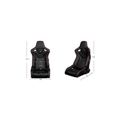 BRAUM Elite-R Series Racing Seats ( Black Leatherette - Red Piping ) – Pair