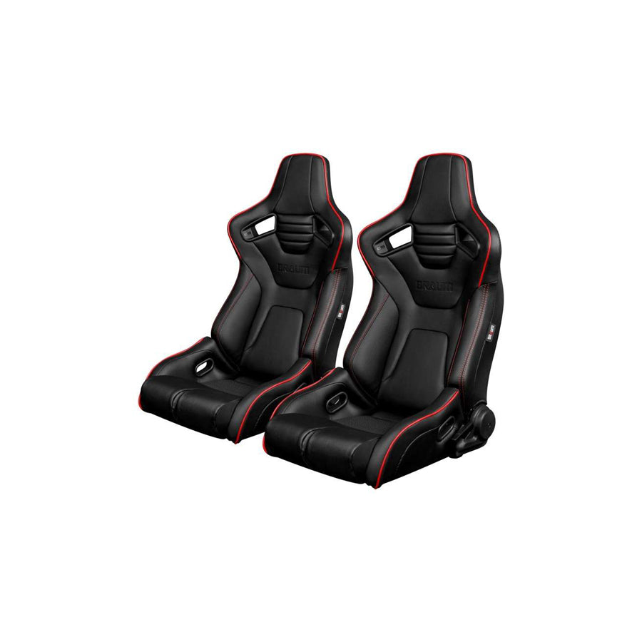 BRAUM Elite-R Series Racing Seats ( Black Leatherette - Red Piping ) – Pair | ML Performance US Car Parts