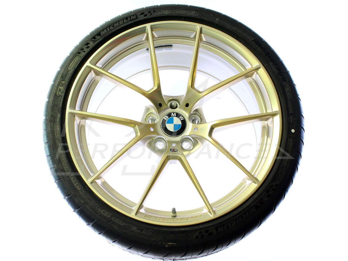 Genuine BMW F80 F82 M Performance Y-Spoke 763 Matte Black / Frozen Gold 19"/20" Wheels with Tyres (M3 & M4) - ML Performance UK