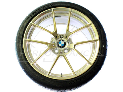 Genuine BMW F80 F82 M Performance Y-Spoke 763 Matte Black / Frozen Gold 19"/20" Wheels with Tyres (M3 & M4) - ML Performance UK