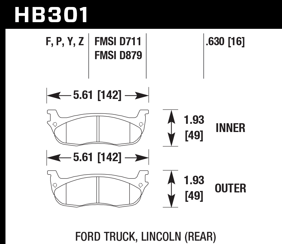 Hawk Performance HB301Z.630 PC Brake Pads Rear