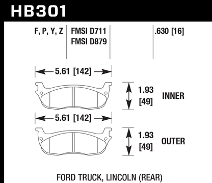 Hawk Performance HB301Z.630 PC Brake Pads Rear