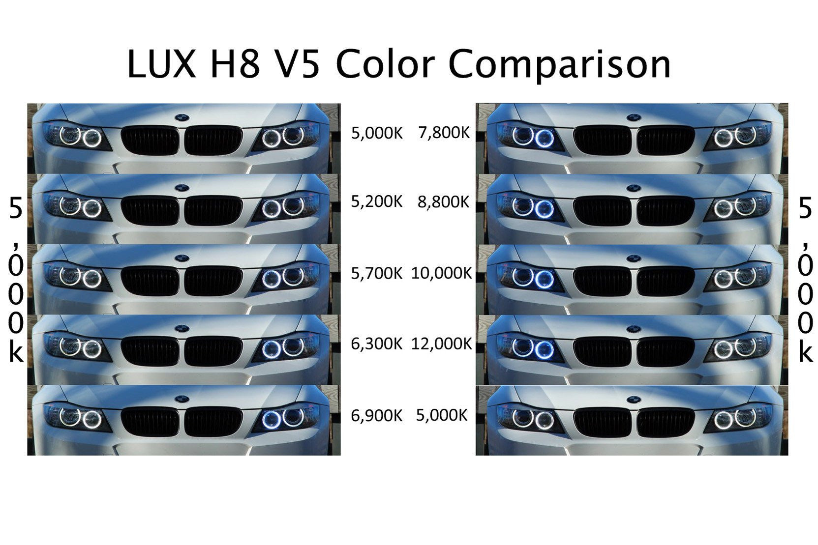 LUX BMW H8 V5 Adjustable White Angel Eyes ML Performance UK