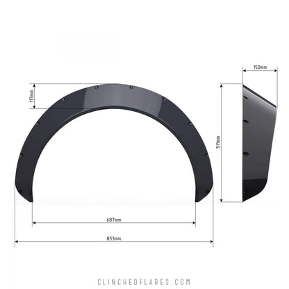 Clinched “Muscle” 15cm (6”) Fender Flares