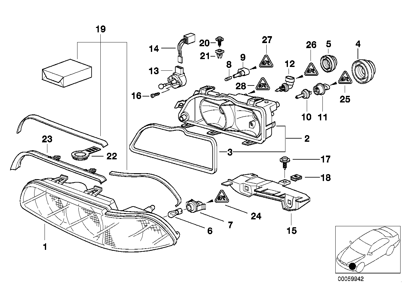 Genuine BMW 63128362446 E39 Headlight Gasket (Inc. 530i, 528i & 520i)