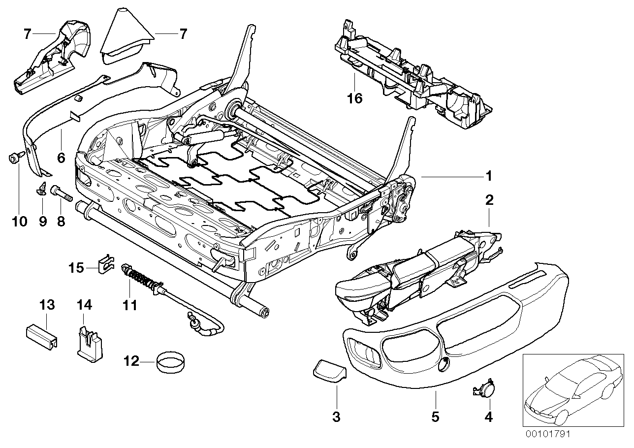 Genuine BMW 52108196285 E39 E38 Seat Frame, Left (Inc. 735i, 540i & 725tds) | ML Performance US US Car Parts