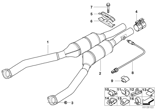 Genuine BMW 18301437546 E38 E39 Rp-Exhaust Pipe Catalytic Conv. Cyl. 1-4 ZYL.1-4 (Inc. 535i & 740i)