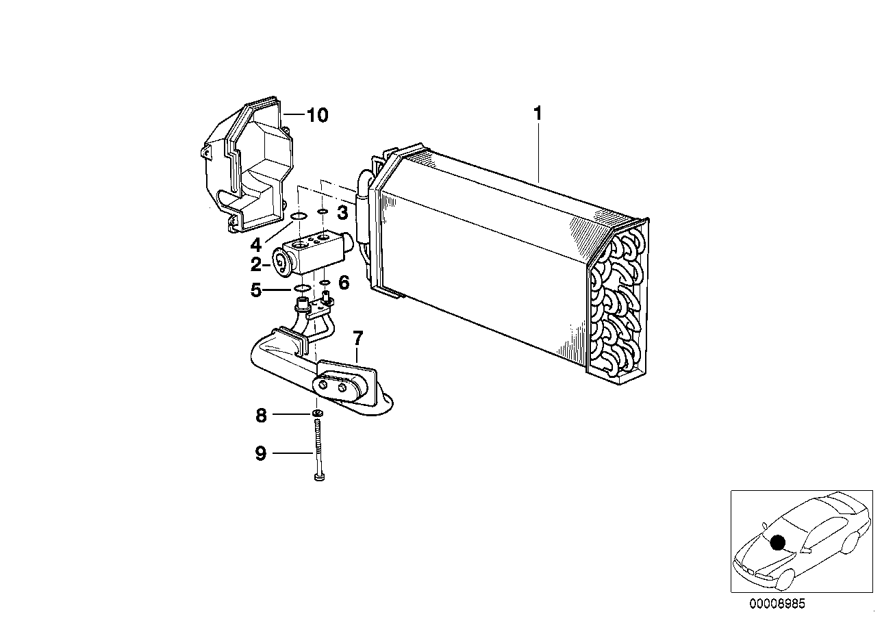Genuine BMW 64118363782 E39 Automatic Air Conditioning Evaporator (Inc